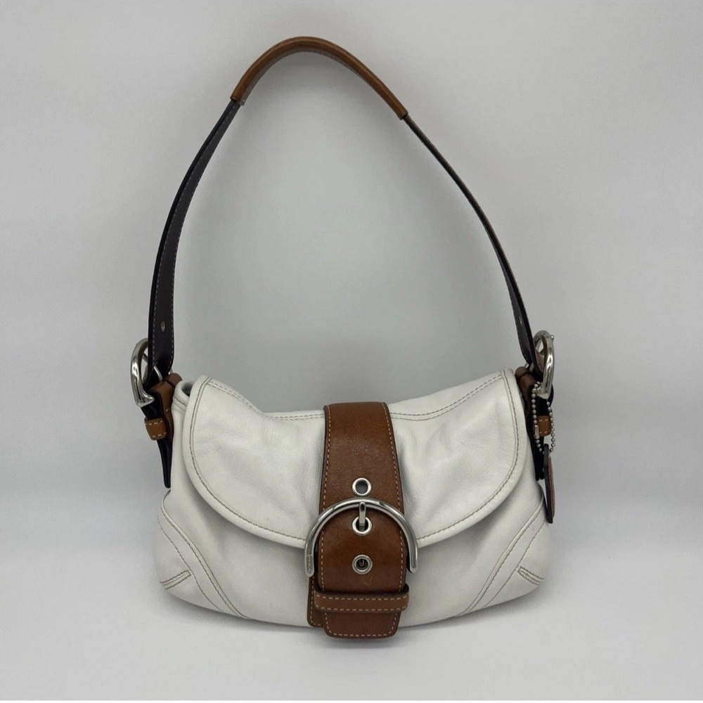Vintage Coach Purse Soho Ivory Soft Leather w/Brown Leather Accents! #A05S-9247